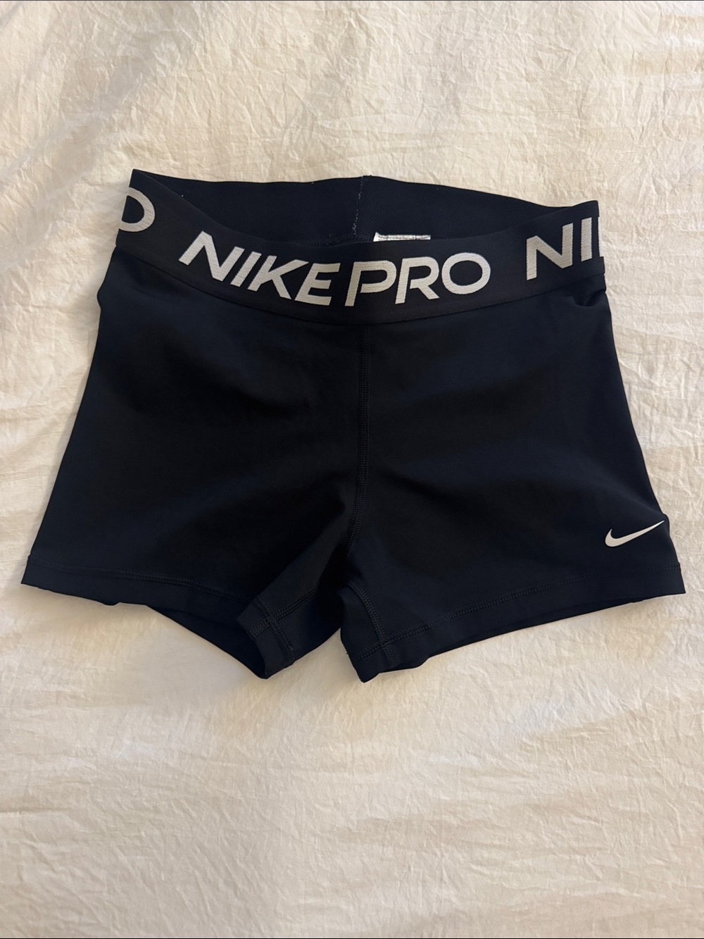 Nike Black Pro Compression Bike Shorts with White Logo